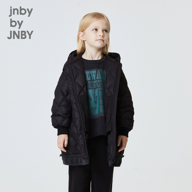 江南布衣童装秋冬中长款羽绒服菱形格保暖男女童儿童jnbybyjn