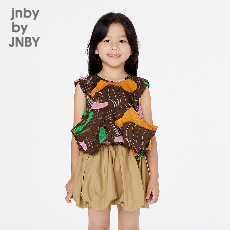 江南布衣童装无袖衬衫时尚无袖圆领印花休闲夏女童jnbybyjnb