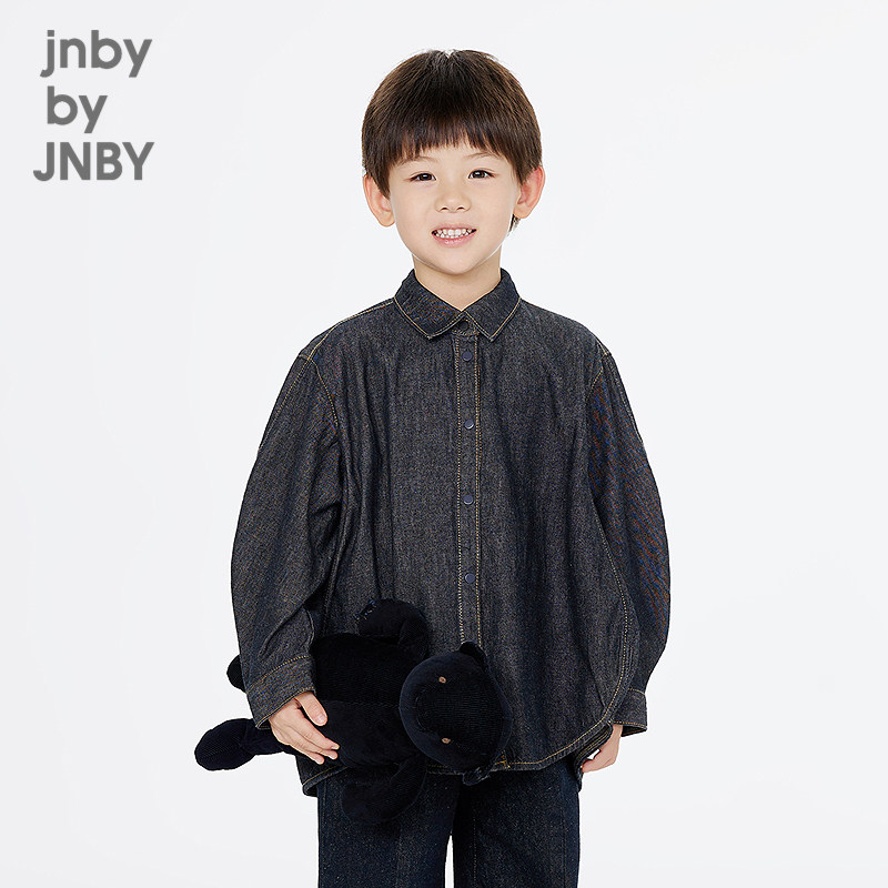 江南布衣童装衬衣时尚衬衫领纯色牛仔春男女童儿童jnbybyjnb