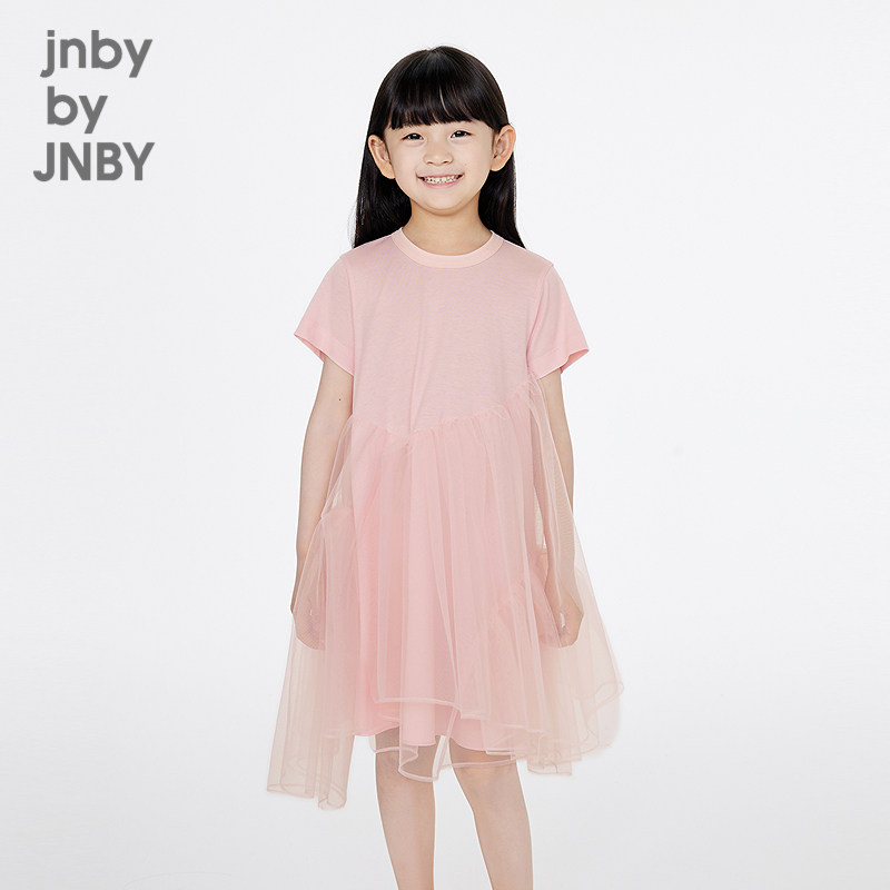 江南布衣童装连衣裙时尚圆领纯色公主裙网纱夏女童jnbybyjnb