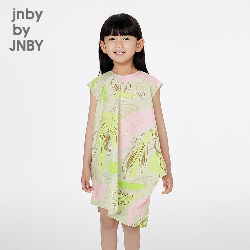 江南布衣童装无袖连衣裙家居服圆领印花随机夏女童jnbybyjnby