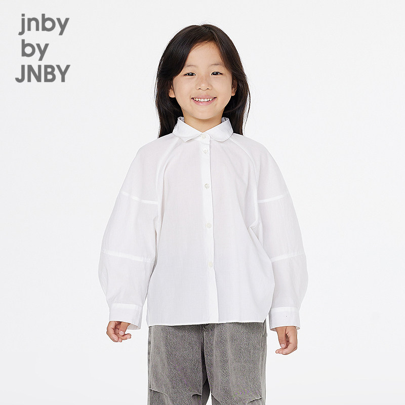 江南布衣童装长袖衬衣柔软衬衫领纯色休闲春女童jnbybyjnby