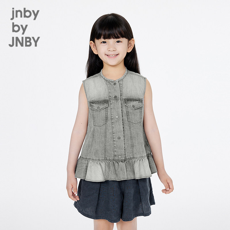 江南布衣童装无袖衬衫时尚无袖圆领纯色牛仔夏女童jnbybyjnby