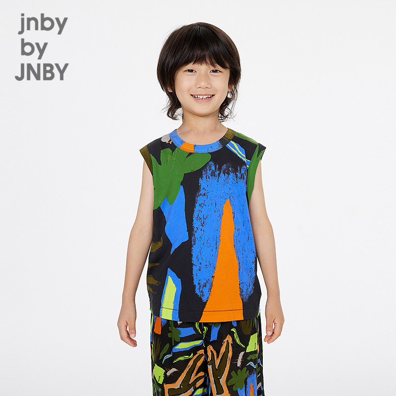 江南布衣童装背心纯棉无袖圆领花型H型套头夏男女童jnbybyjnby