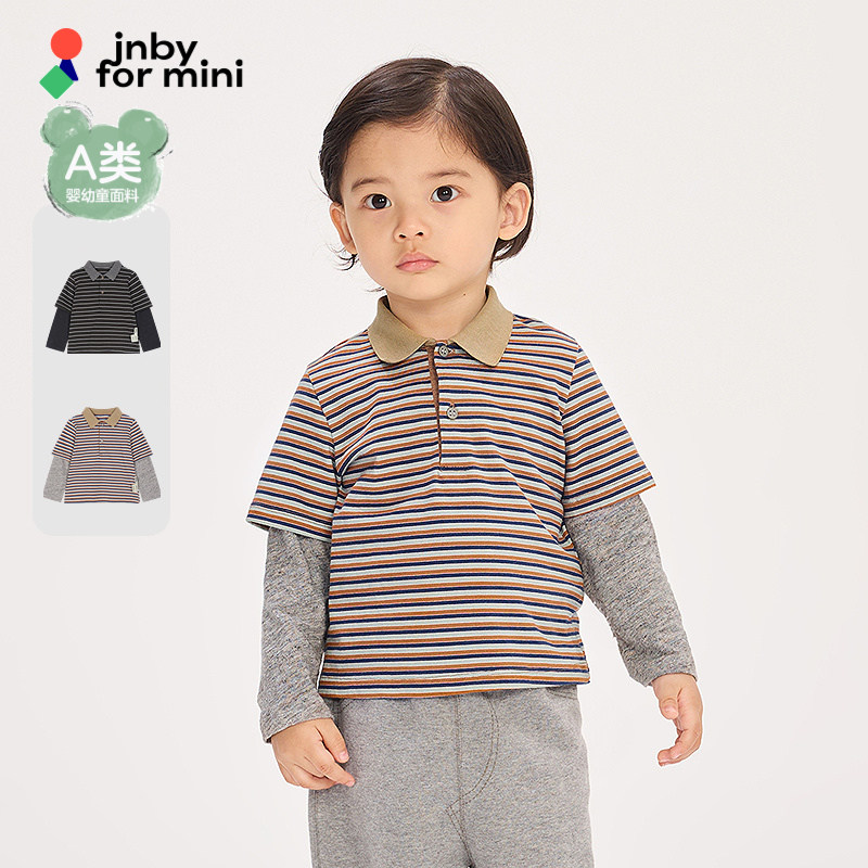新款江南布衣婴童长袖polo衫假两件亲肤26春男女童婴儿jnby