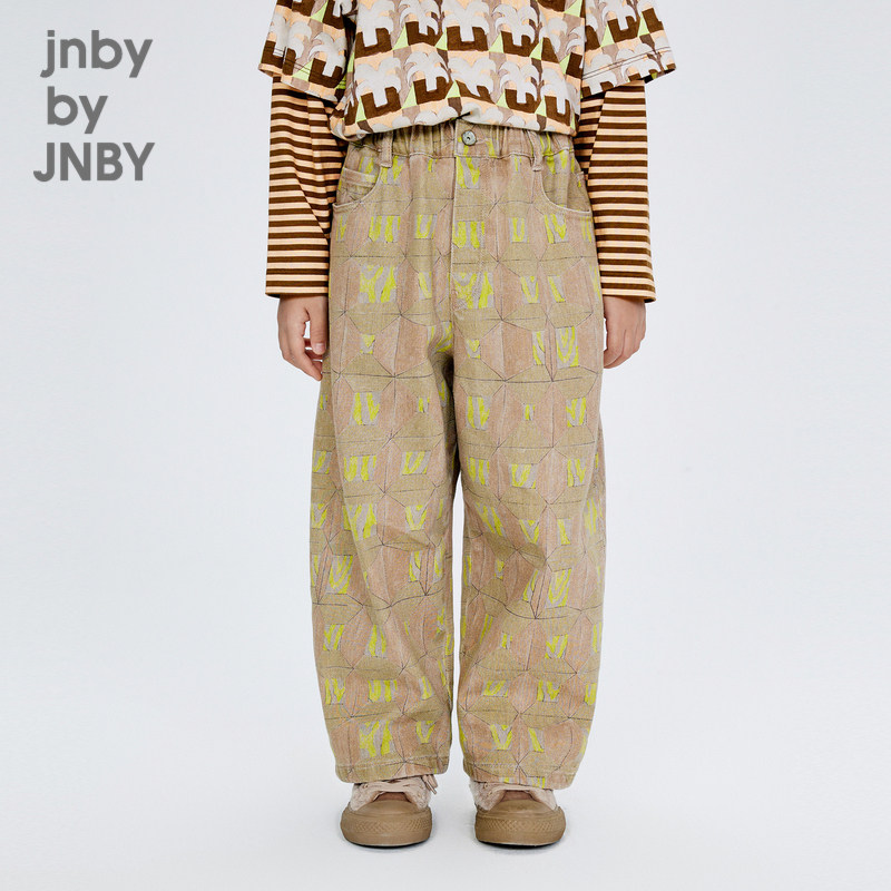 江南布衣童装棉弹力纱卡直筒裤牛仔长裤秋冬男女童儿童jnbybyj