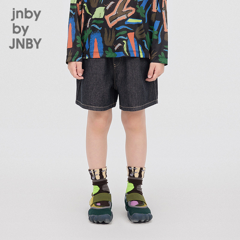 江南布衣童装牛仔短裤洋气纯色水洗直筒夏男女童jnbybyjnby