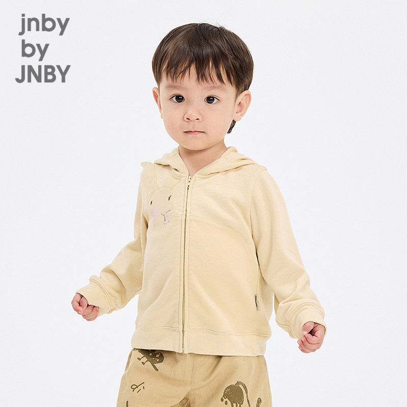 江南布衣婴童连帽开襟卫衣纯棉戴帽领拼接春男女童婴儿jnbybyj