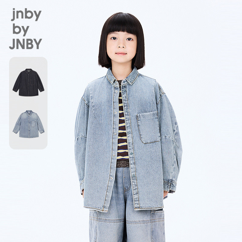 江南布衣童装棉牛仔A型长袖衬衣复古秋冬女童儿童jnbybyjnby
