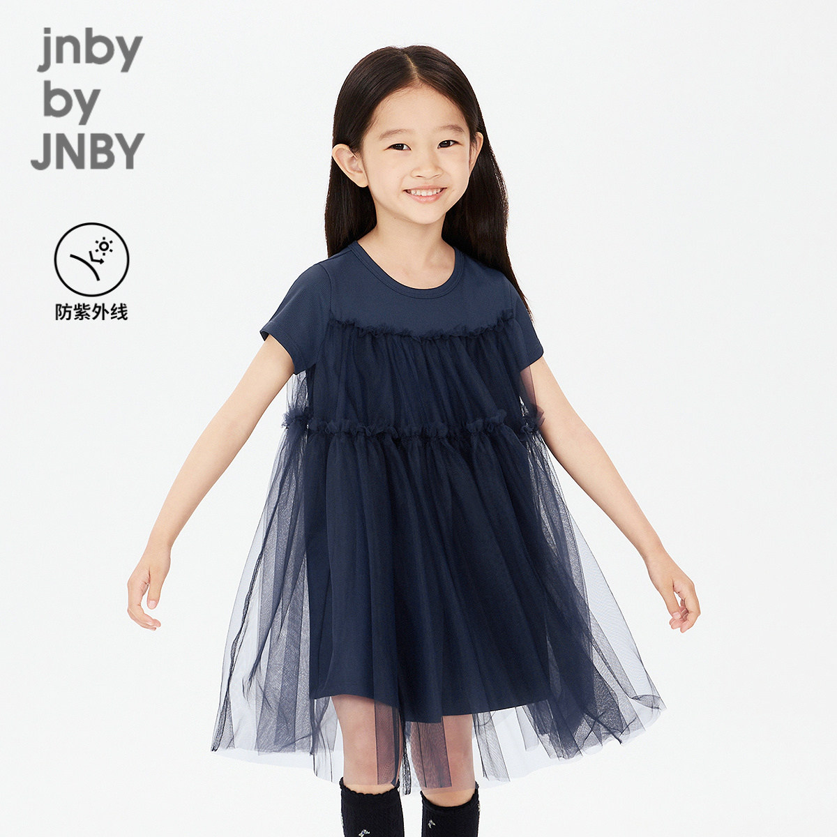 新款江南布衣童装防紫外线短袖连衣裙A型宽松26夏女童jnbybyjnby