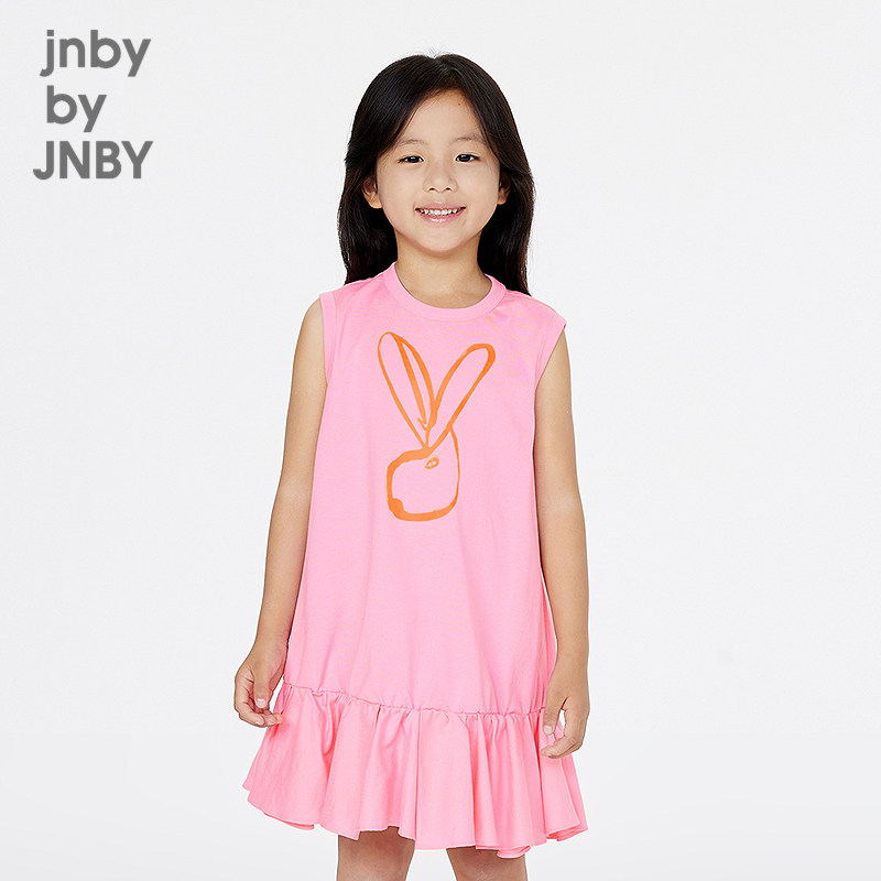 江南布衣童装无袖连衣裙无袖圆领图案假两件夏女童jnbybyjnby