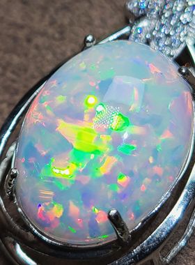 12.8克拉超大欧泊吊坠天然欧泊无染色七彩欧泊炫彩欧泊生日礼物