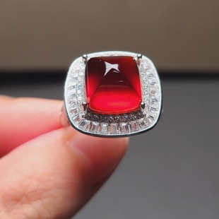 大颗粒糖塔石榴石大戒指10克拉以上糖塔豪华镶嵌梯形配石