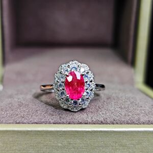 1.235ct天然红宝石稀少莲花色红宝石戒指颜色漂亮晶体好权威证书