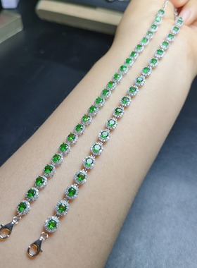 满圈沙弗莱手链 圆形沙弗莱直径3.8mm 两个经典款 分别20颗和23颗