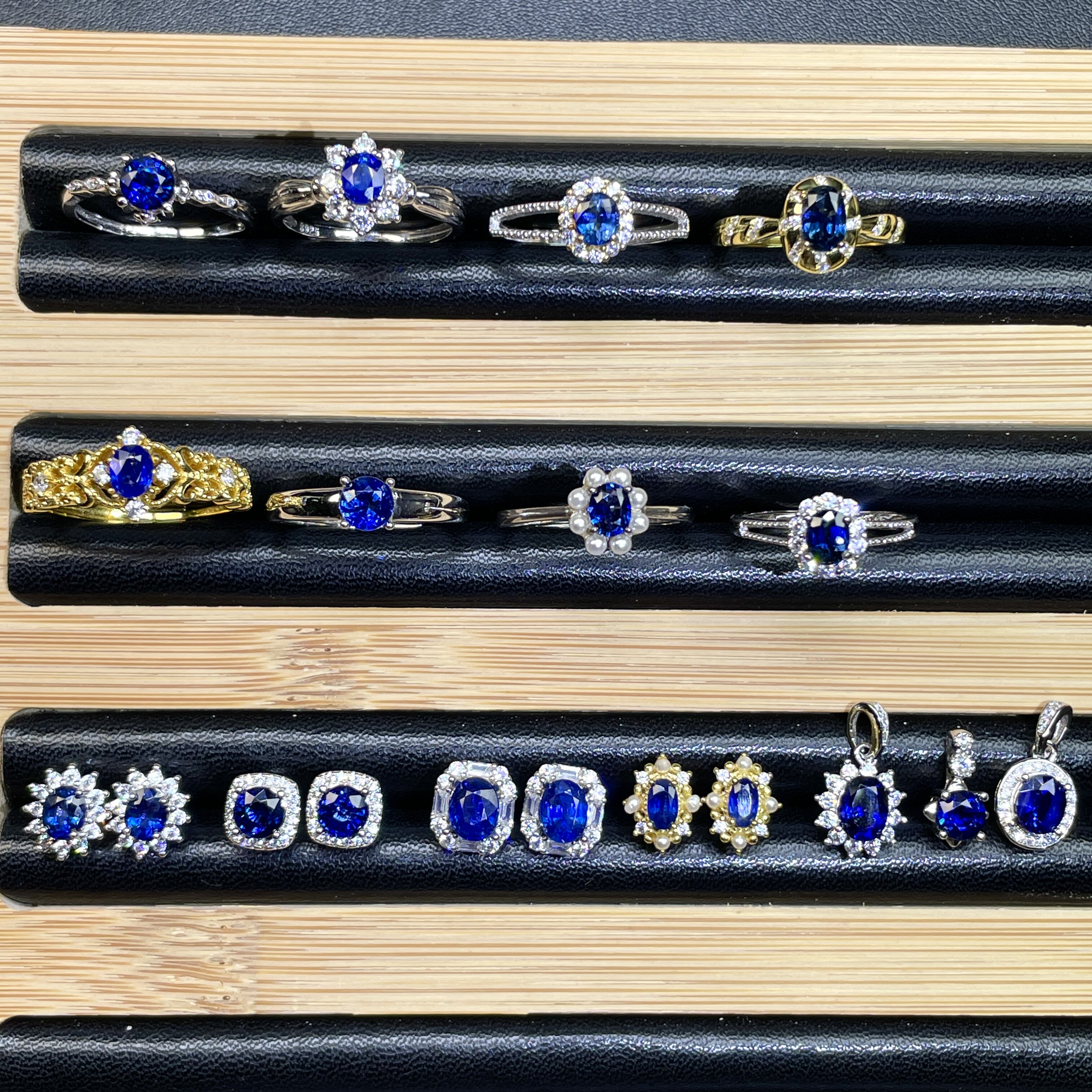 天然皇家蓝蓝宝石戒指吊坠耳钉饰品大集合400-1000元左右925银镶