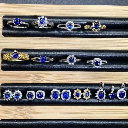 天然皇家蓝蓝宝石戒指吊坠耳钉饰品大集合400-1000元左右925银镶