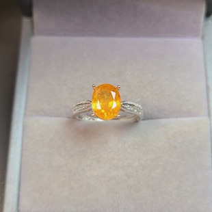 芬达石戒指桔子汽水颜色明橙色重量2.42克拉冬日里的暖阳