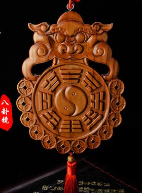 桃木兽头日月堂家居摆件