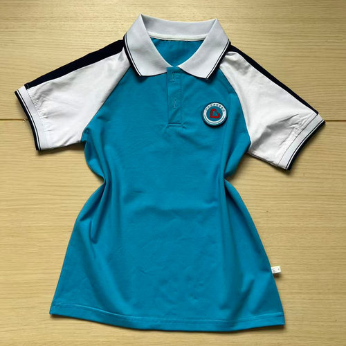 学生校服短袖棉POLO衫带校徽