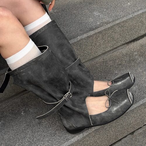 诗歌兰2026方头蝴蝶结堆堆凉靴