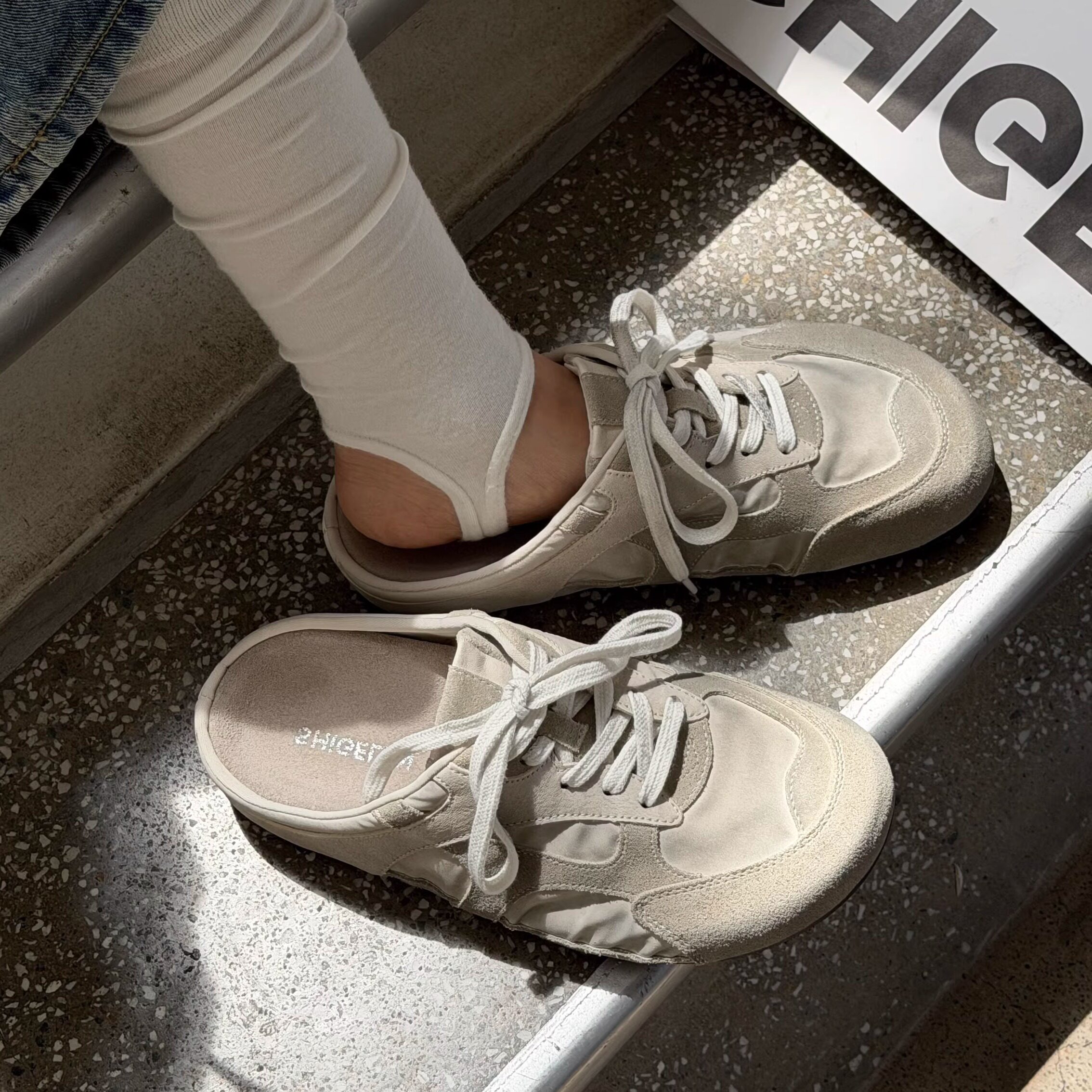 诗歌兰2026新款休闲包头德训半拖鞋厚底一脚蹬懒人轻便软底勃肯鞋