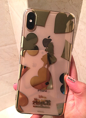 Outlet 捡漏Outlet日本正版迪士尼苹果78Plus透明手机壳iXs金箔押工艺 适用iPhoneXsMax镜面保护套爱丽丝