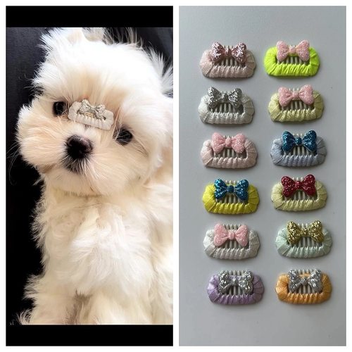 手工宠物发夹小型犬BB夹猫咪头饰泰迪马尔济斯鼻夹约克夏超小狗夹