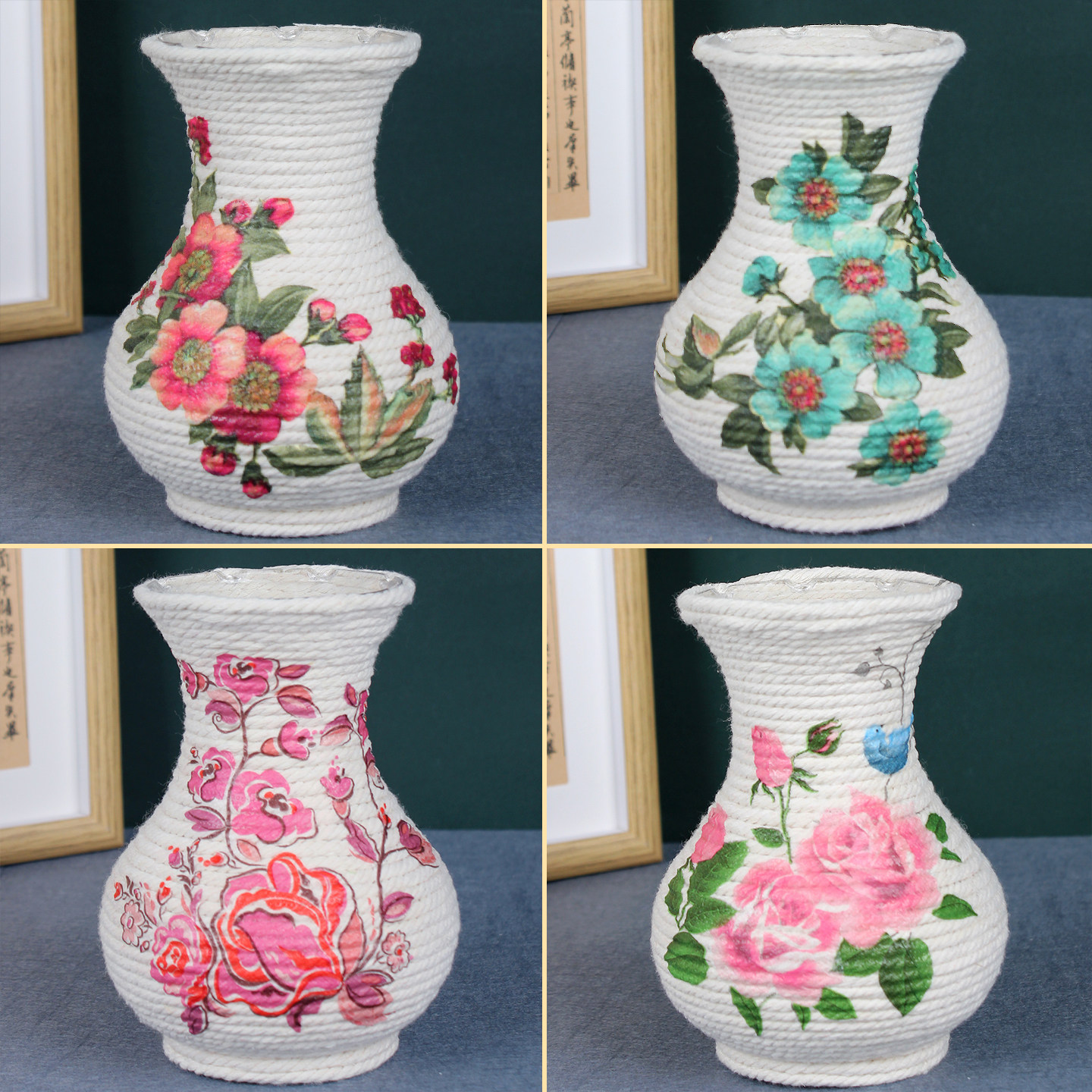 三八节手工diy蝶古巴特花瓶摆件材料包制作女性沙龙妇女活动礼物