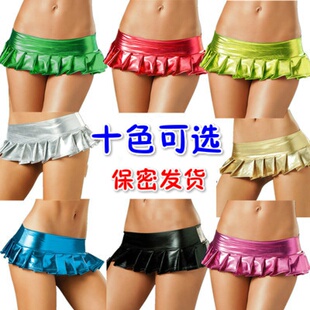 女性感超短裤裙迷你裙低腰百褶蛋糕裙夜店夜场舞台漆皮PU亮皮裙