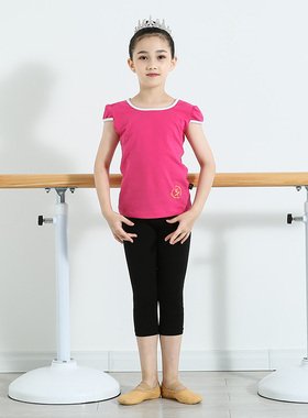 红舞鞋新款儿童舞蹈服短袖上衣女童练功服春夏季跳舞运动服38162