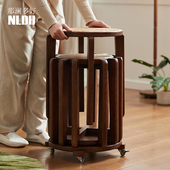 那澜多好现代新中式 实木家用客厅饭厅茶几可叠放组合圆凳子叠叠乐