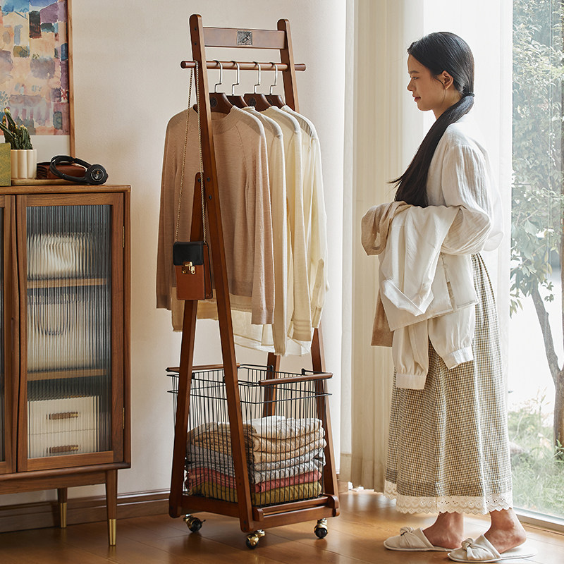 实木卧室落地衣帽架挂包包衣服收纳架置物架房间立式挂衣架挂包架