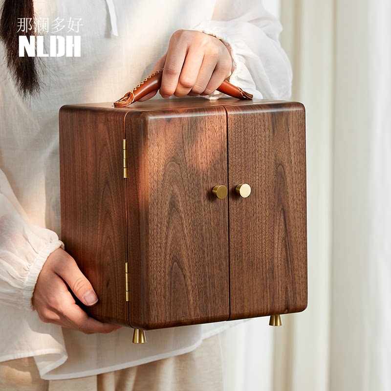 实木首饰盒收纳盒高档精致耳环耳钉项链饰品多层珠宝盒