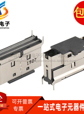 C27109-17443-L 74P SFF-8654母座立式贴片sas光纤尾座接口连接器