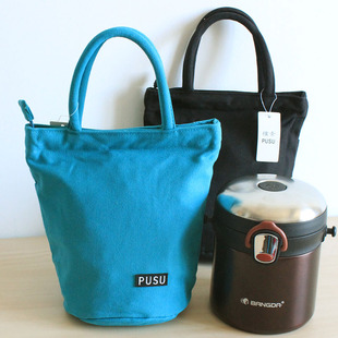 瑕疵特卖 不退不换 特价蝴蝶结圆形饭盒包圆桶便当包帆布手拎包