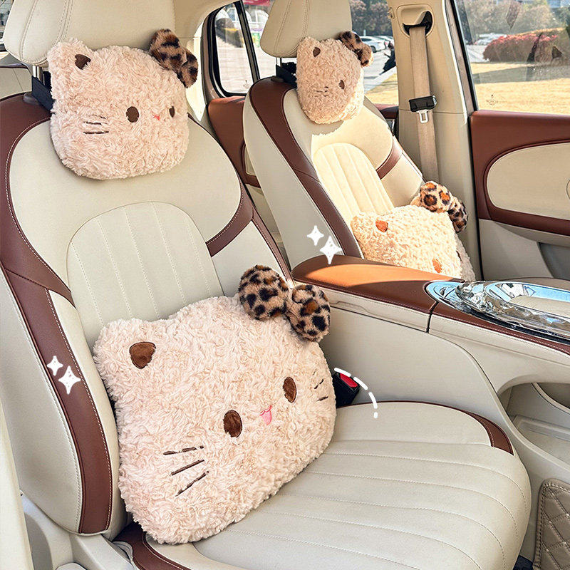 猫咪汽车头枕护颈枕四季通用卡通车内腰靠可爱高级感护腰车用靠枕