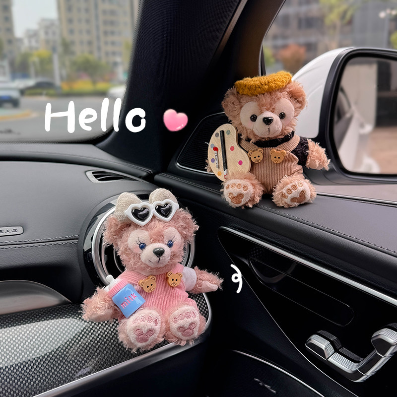 可爱雪莉玫公仔汽车摆件车内空调出风口香氛女车载香薰装饰用品女