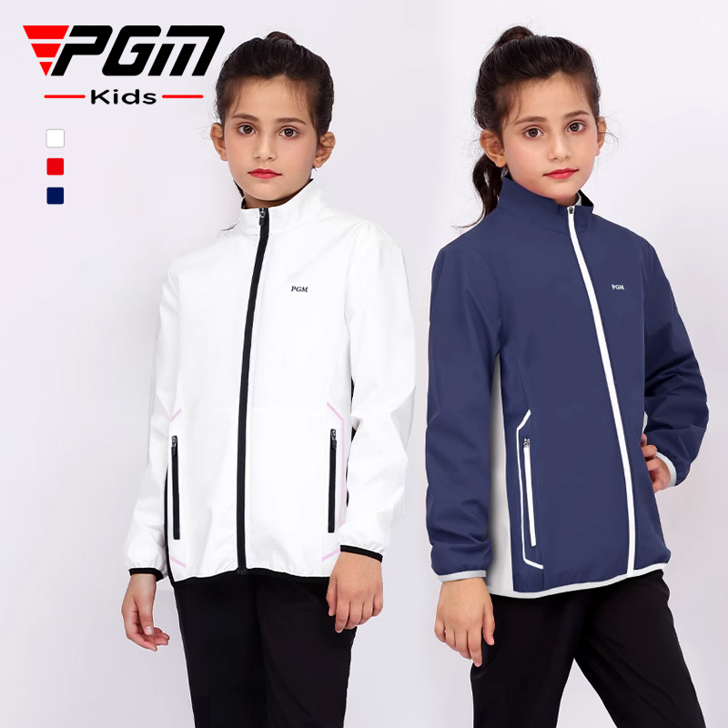 PGM儿童高尔夫衣服秋季服装女童防风球服防雨立领长袖青少年外套