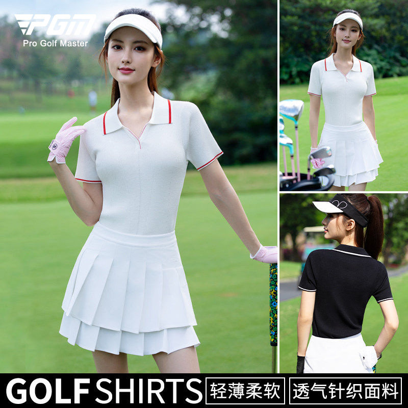 高尔夫女装上衣女针织女士短袖T恤网球polo服装运动衣服裙子套装