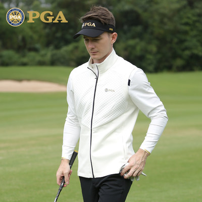 美国PGA 高尔夫马甲 男士春季保暖外套 吸光发热面料男装服装