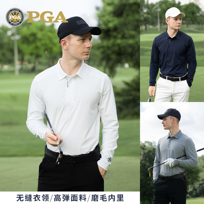 美国PGA高尔夫长袖t恤磨毛内里