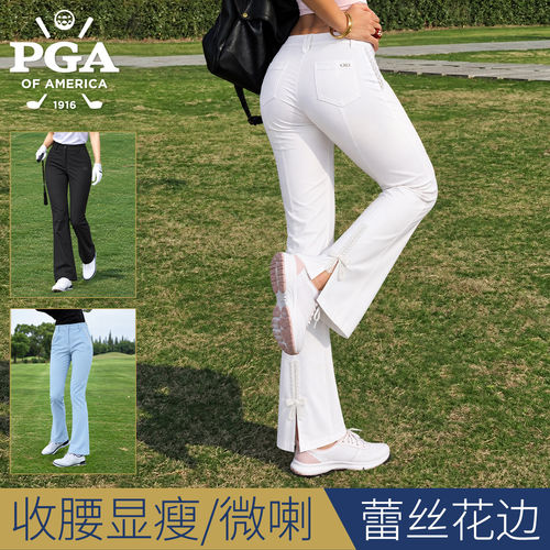 PGA高尔夫女裤蕾丝蝴蝶结喇叭裤