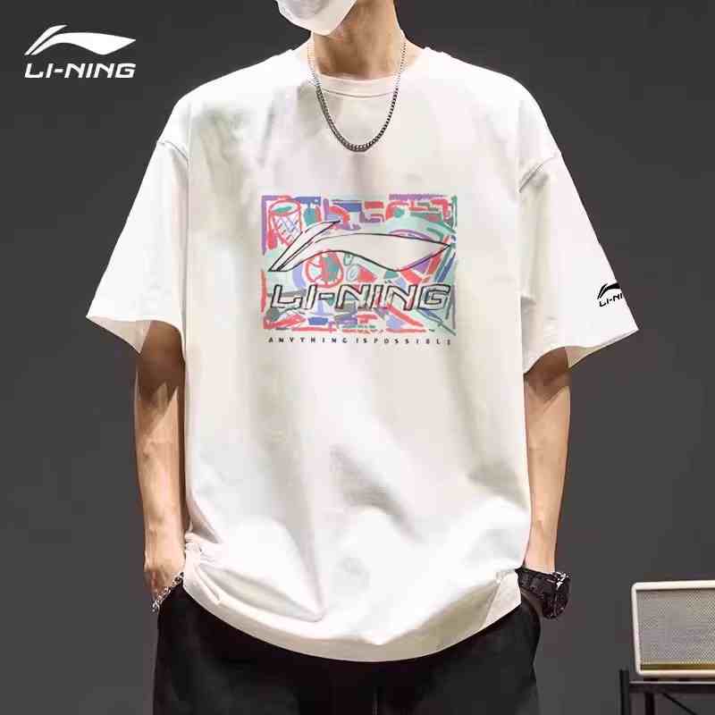李宁短袖文化衫男夏季棉质舒适时尚印花百搭透气潮流休闲上衣T恤