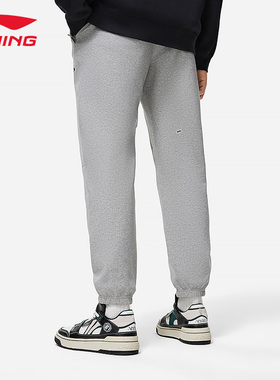 李宁男夏季运动裤棉质透气薄款凉爽速干宽松收口休闲长裤AKLT887