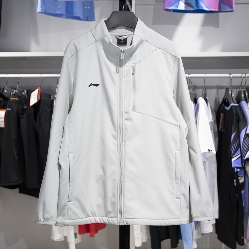 李宁风衣秋冬软壳男士加绒外套