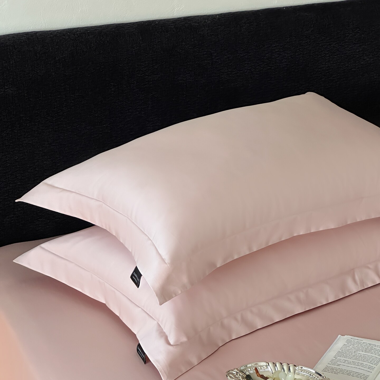 高端精梳长绒棉樱花粉红色枕套单人48x74全棉纯棉枕袋纯色枕头套