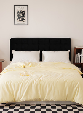 高密度全棉被套单件奶黄色淡嫩鹅黄奶油被罩袋纯棉1.51.61.8m2米2