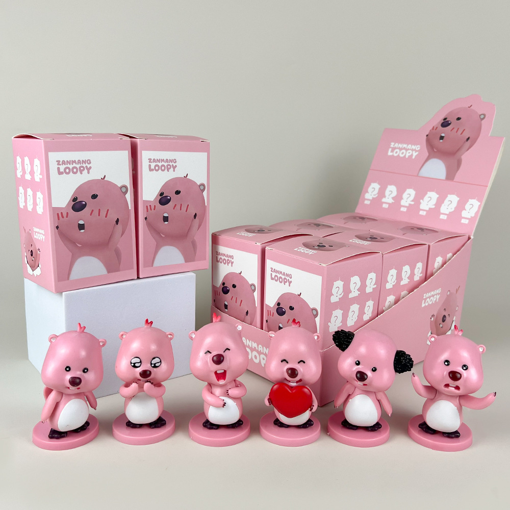 小海狸露比韩国动漫手办公仔盲盒卡通心摆件模型扭蛋景品