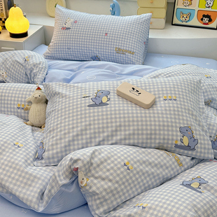 蓝恐龙 萌趣被套纯棉100全棉卡通定制宿舍床单单人学生被套